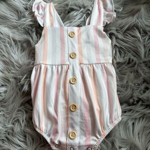 Striped Button-Down Baby Bubble Romper